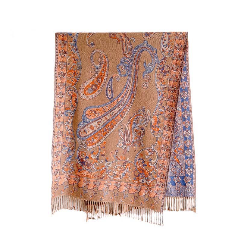 Sciarpa calda con nappa e motivo floreale Paisley, motivo invernale, motivo Buddha Stones - Image 17