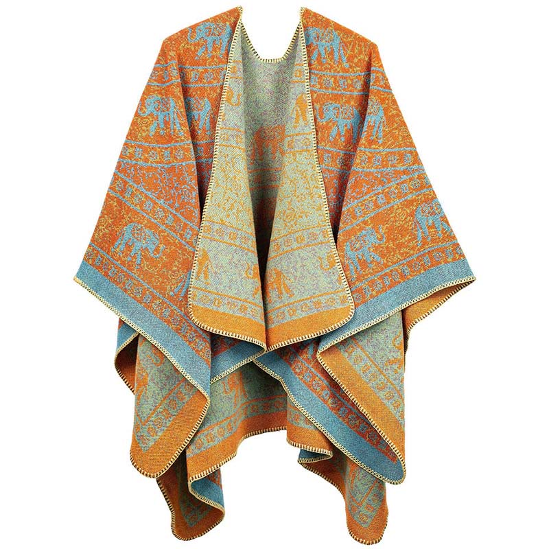 Sciarpa unisex con motivo geometrico in jacquard tibetano con Buddha Stones e elefante - Image 10