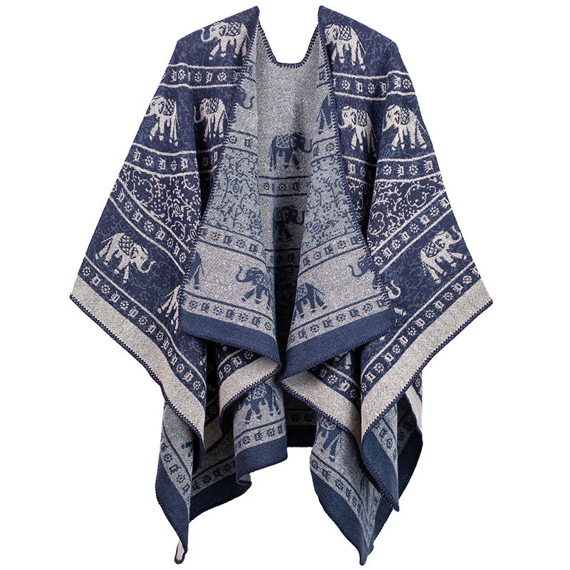 Sciarpa unisex con motivo geometrico in jacquard tibetano con Buddha Stones e elefante - Image 6