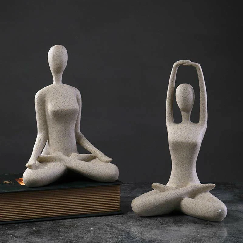 Scultura in resina di statuetta spirituale astratta di yoga che medita esercizio decorazione da scrivania - Image 7