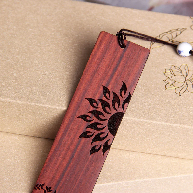 Segnalibri Buddha Stones Sun Tree Ebony Wood Small Leaf Red Sandalwood con scatola regalo - Image 7