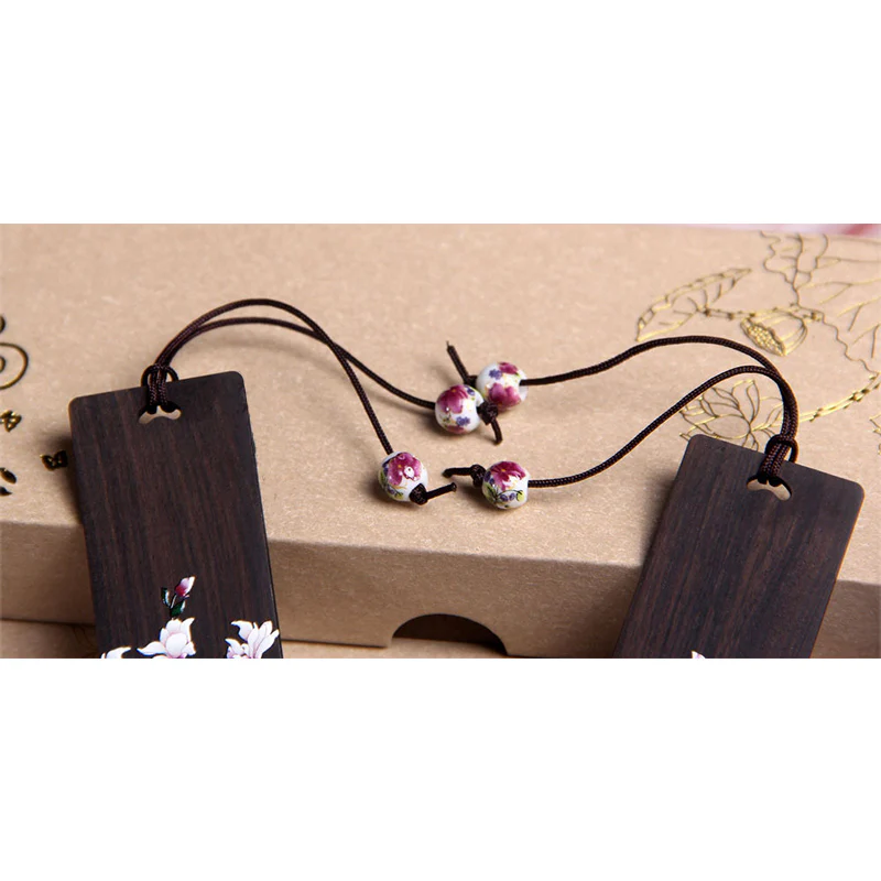 Segnalibri in legno di ebano con fiore di farfalla Buddha Stones con scatola regalo - Image 12