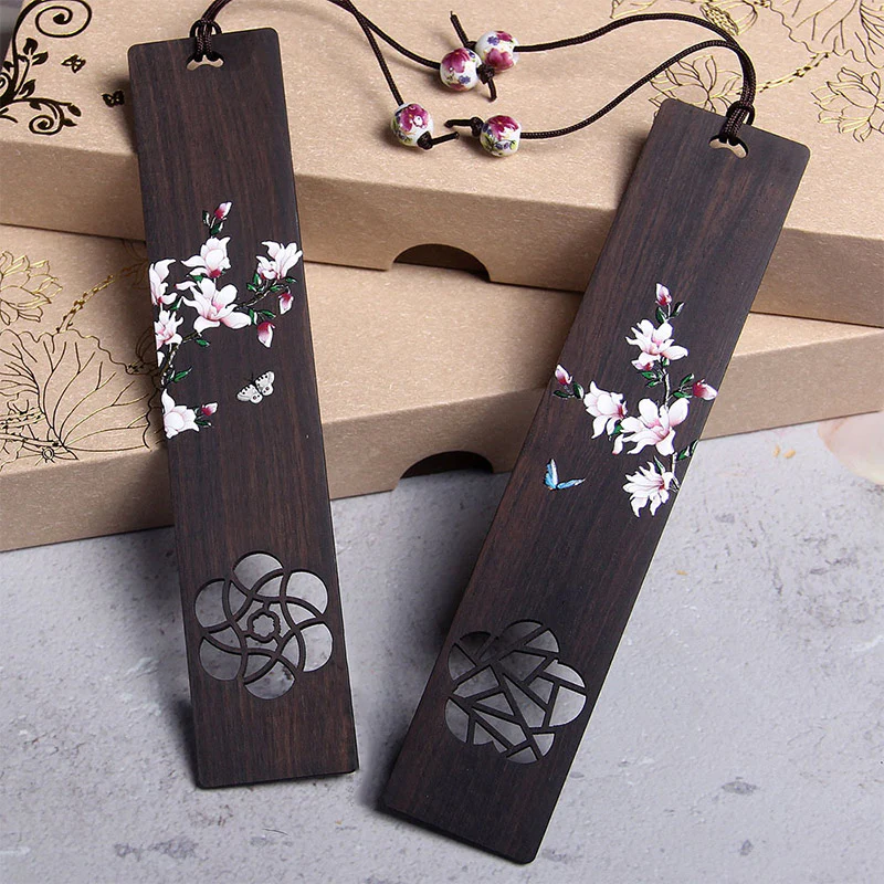 Segnalibri in legno di ebano con fiore di farfalla Buddha Stones con scatola regalo - Image 8
