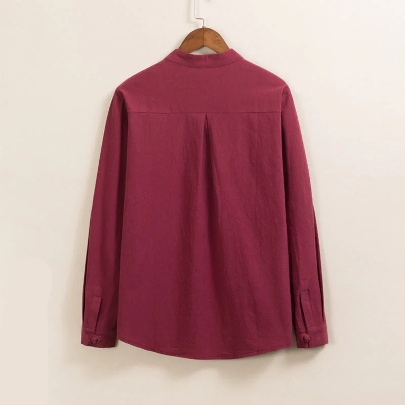 Set da 2 pezzi da uomo in cotone con bottoni a rana, camicia a maniche lunghe e pantaloni con tasche, motivo Buddha Stones - Image 4
