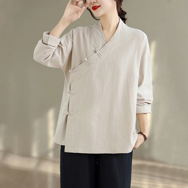 Set da donna per meditazione zen Buddha Stones, 2 pezzi, camicia a maniche lunghe con scollo a V e pantaloni larghi - Image 6