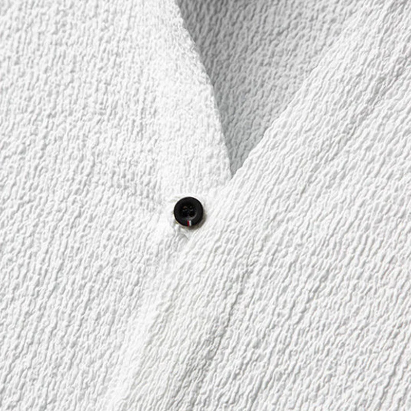 Set da uomo Buddha Stones 2 pezzi tinta unita con bottoni e pantaloni a mezza manica - Image 6