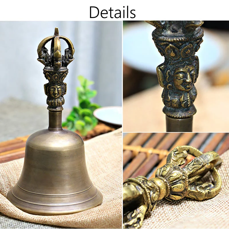 Set di 2 campane di meditazione Buddha Stones fatte a mano e decorazioni in rame Vajra Dorje. - Image 14