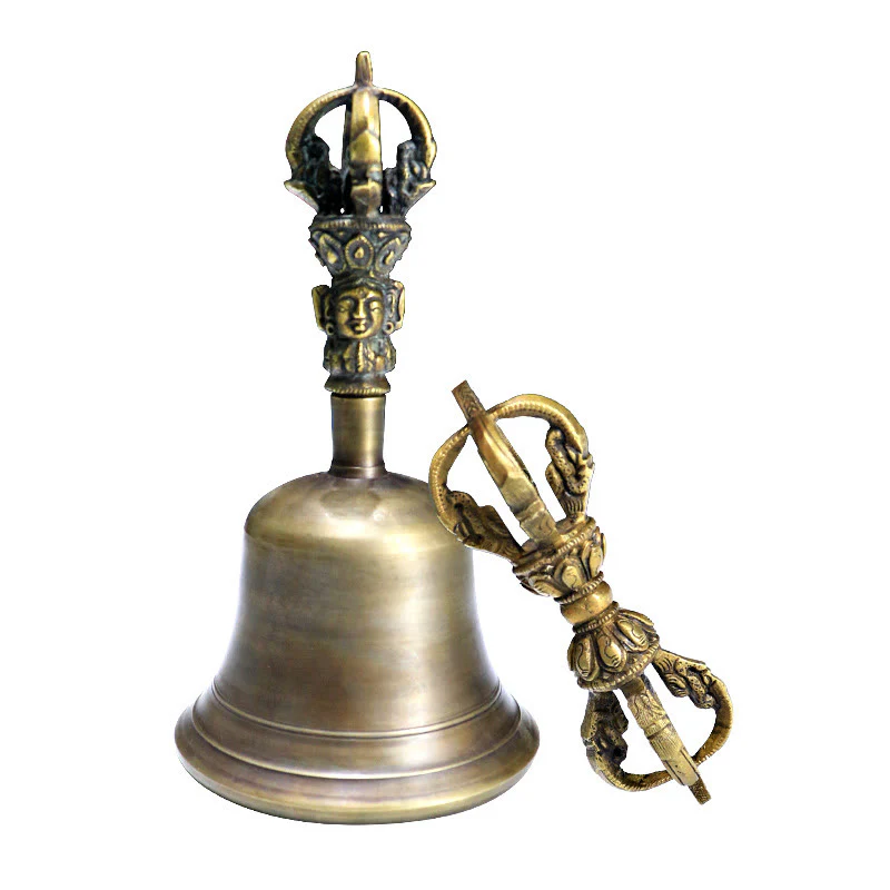 Set di 2 campane di meditazione Buddha Stones fatte a mano e decorazioni in rame Vajra Dorje. - Image 15