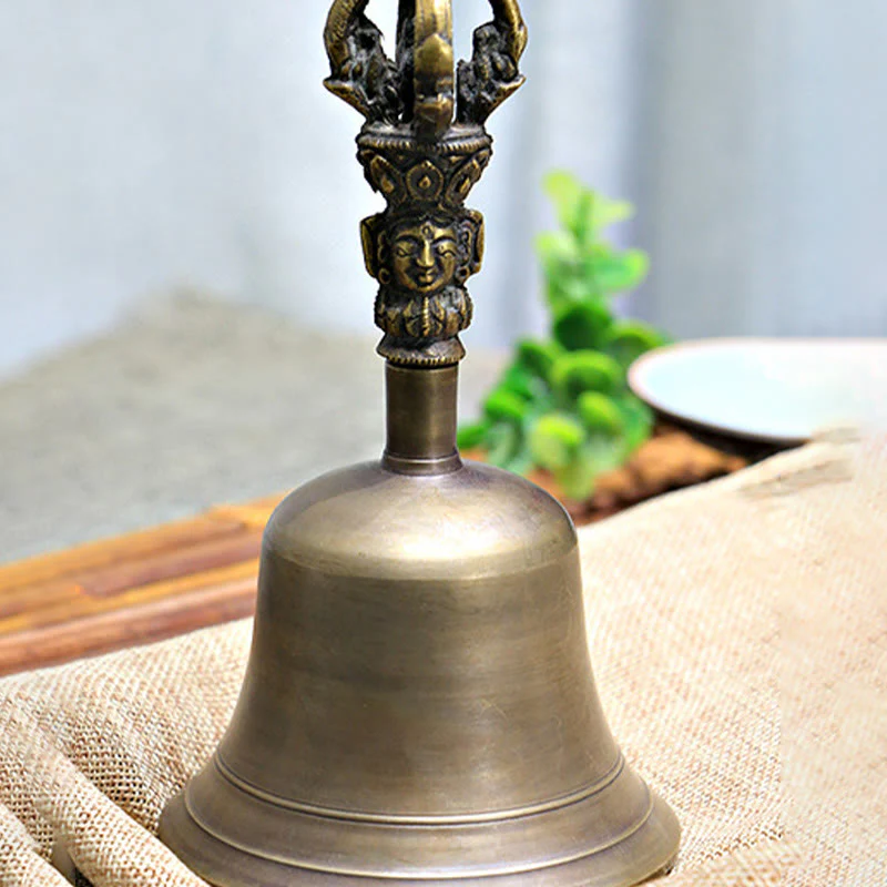 Set di 2 campane di meditazione Buddha Stones fatte a mano e decorazioni in rame Vajra Dorje. - Image 3