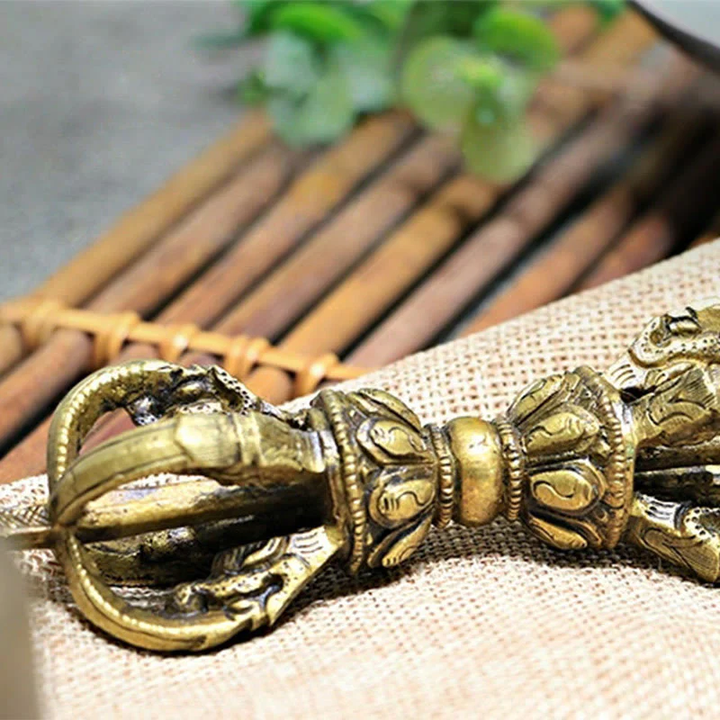 Set di 2 campane di meditazione Buddha Stones fatte a mano e decorazioni in rame Vajra Dorje. - Image 7