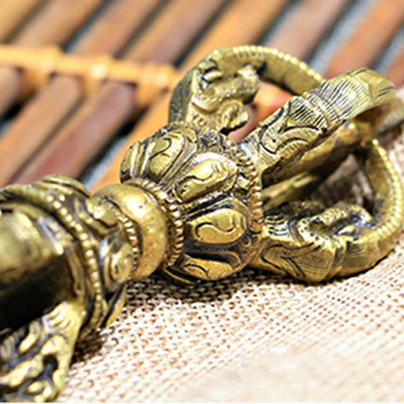 Set di 2 campane di meditazione Buddha Stones fatte a mano e decorazioni in rame Vajra Dorje. - Image 8