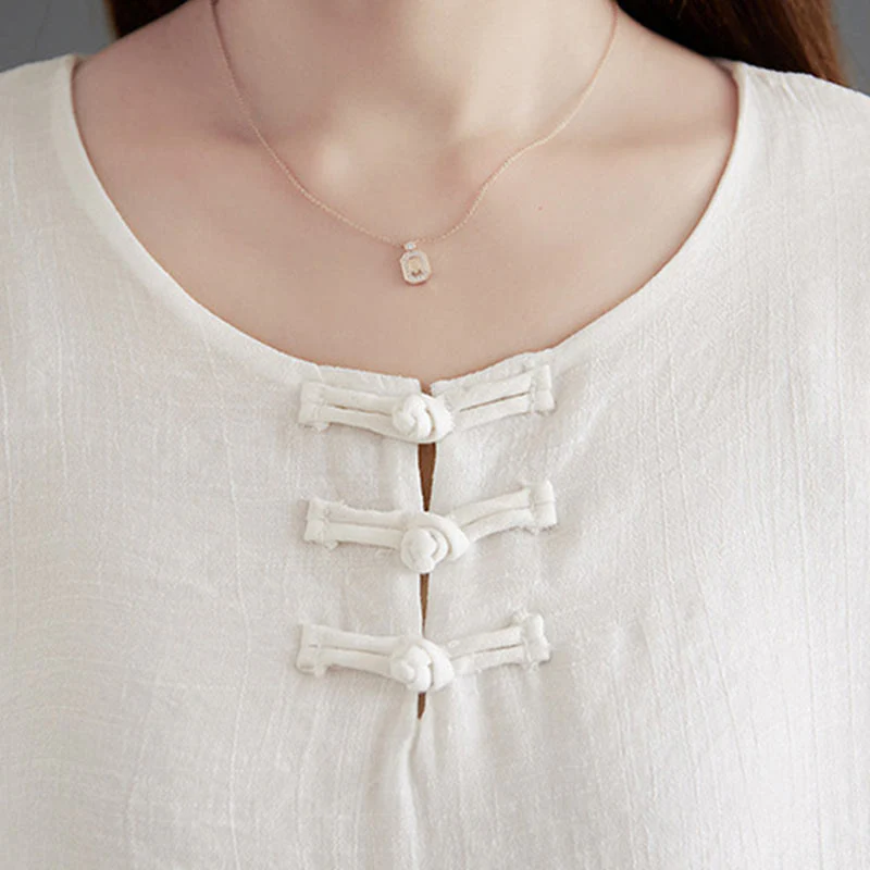 Set di 2 pezzi Buddha Stones, beige, con bottoni cinesi a forma di rana, camicia a maniche lunghe, pantaloni, meditazione, zen, Tai Chi, abbigliamento in cotone e lino, da donna - Image 9