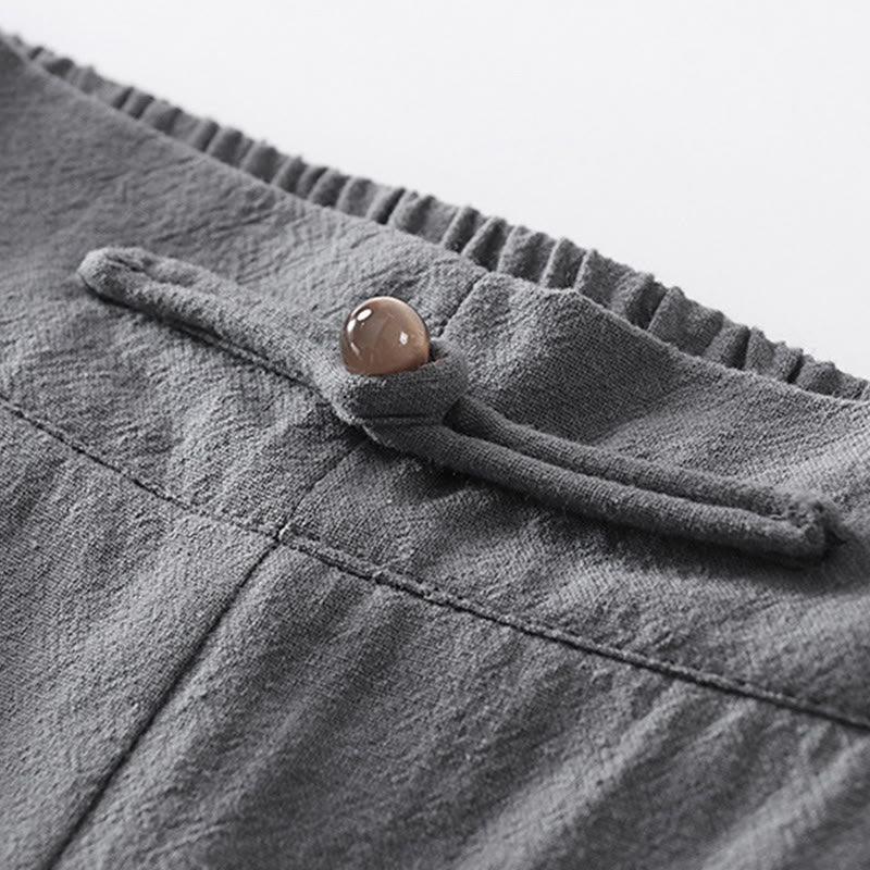 Set di 2 pezzi Buddha Stones, camicia a maniche corte in cotone con scollo a V e pantaloni con tasche, in tessuto per meditazione da uomo - Image 15