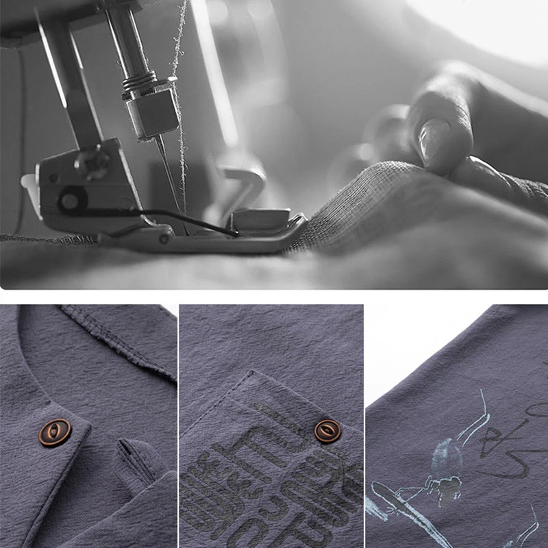 Set di 2 pezzi Buddha Stones, caratteri cinesi, gru, camicia in cotone, pantaloni con tasche, panno da meditazione per uomo - Image 28