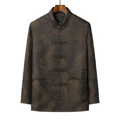Set di 2 pezzi Buddha Stones , completo da uomo con camicia a maniche lunghe, pantaloni e bottoni a rana, in cotone - Image 2