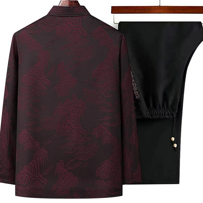 Set di 2 pezzi Buddha Stones , completo da uomo con camicia a maniche lunghe, pantaloni e bottoni a rana, in cotone - Image 6