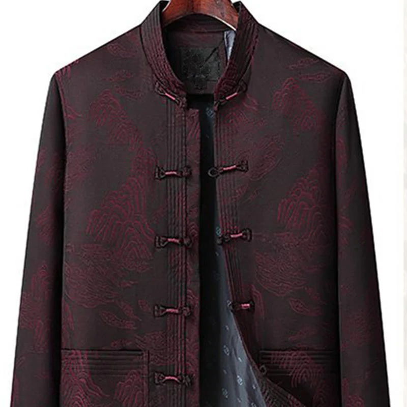 Set di 2 pezzi Buddha Stones , completo da uomo con camicia a maniche lunghe, pantaloni e bottoni a rana, in cotone - Image 9