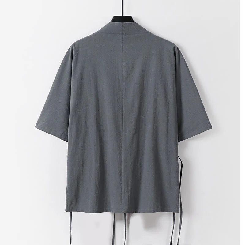 Set di 2 pezzi Buddha Stones, kimono in cotone con coulisse, pantaloni con tasche e maniche a tre quarti, per meditazione da uomo - Image 3