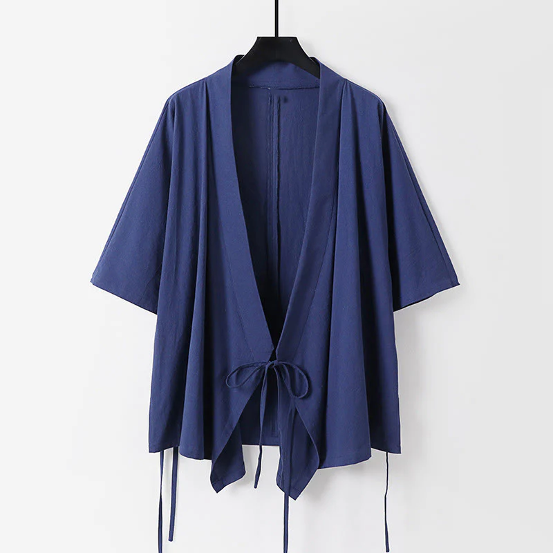 Set di 2 pezzi Buddha Stones, kimono in cotone con coulisse, pantaloni con tasche e maniche a tre quarti, per meditazione da uomo - Image 9