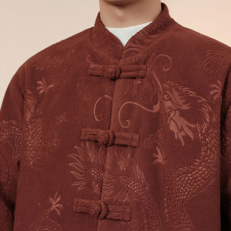 Set di 2 pezzi da uomo autunno inverno con giacca e pantaloni a maniche lunghe in cotone con bottoni e drago, stile "Buddha Stones" - Image 19