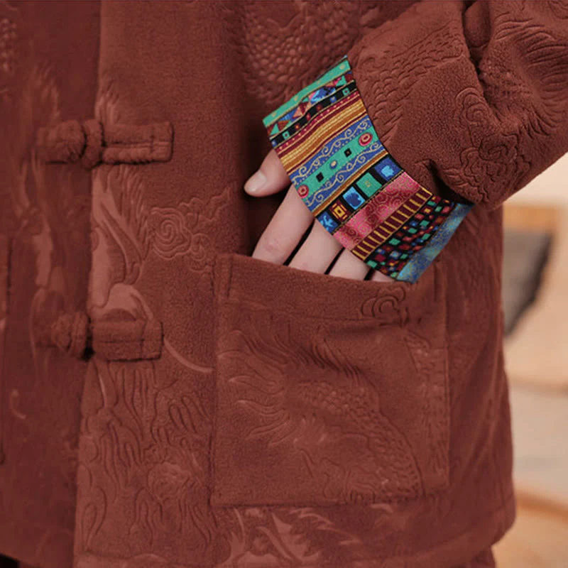 Set di 2 pezzi da uomo autunno inverno con giacca e pantaloni a maniche lunghe in cotone con bottoni e drago, stile "Buddha Stones" - Image 20