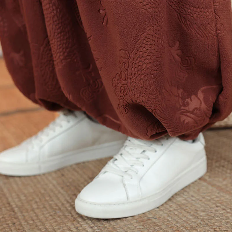 Set di 2 pezzi da uomo autunno inverno con giacca e pantaloni a maniche lunghe in cotone con bottoni e drago, stile "Buddha Stones" - Image 22