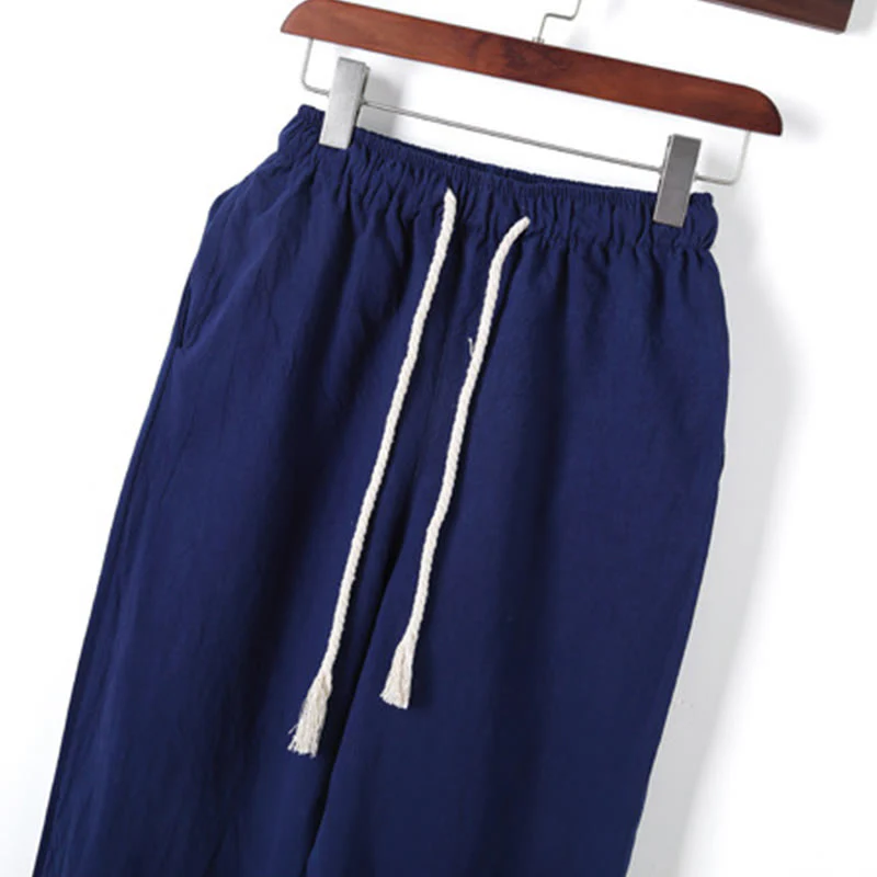Set di 2 pezzi da uomo in tinta unita con bottoni a rana, camicia a maniche lunghe in cotone e pantaloni con tasche, Buddha Stones - Image 26