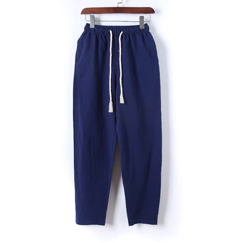 Set di 2 pezzi da uomo in tinta unita con bottoni a rana, camicia a maniche lunghe in cotone e pantaloni con tasche, Buddha Stones - Image 28