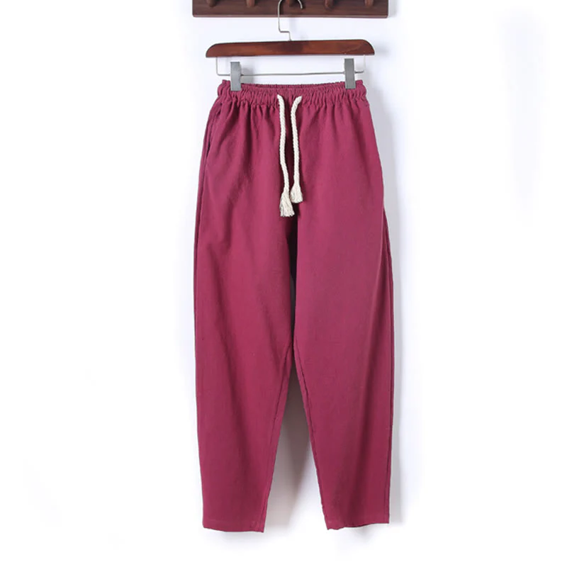 Set di 2 pezzi da uomo in tinta unita con bottoni a rana, camicia a maniche lunghe in cotone e pantaloni con tasche, Buddha Stones - Image 35