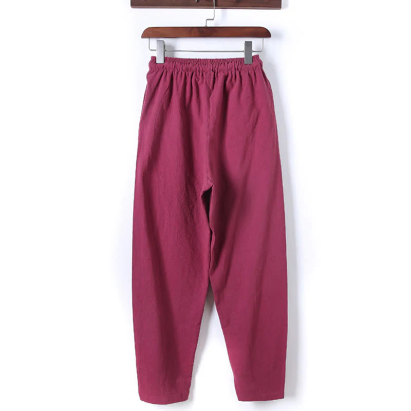 Set di 2 pezzi da uomo in tinta unita con bottoni a rana, camicia a maniche lunghe in cotone e pantaloni con tasche, Buddha Stones - Image 36