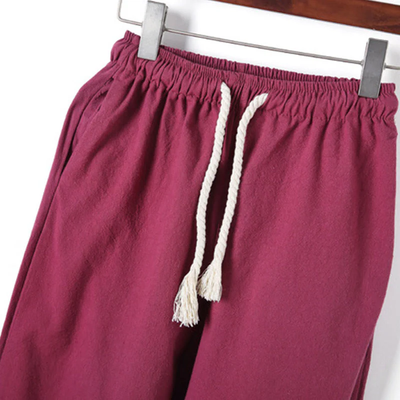 Set di 2 pezzi da uomo in tinta unita con bottoni a rana, camicia a maniche lunghe in cotone e pantaloni con tasche, Buddha Stones - Image 37