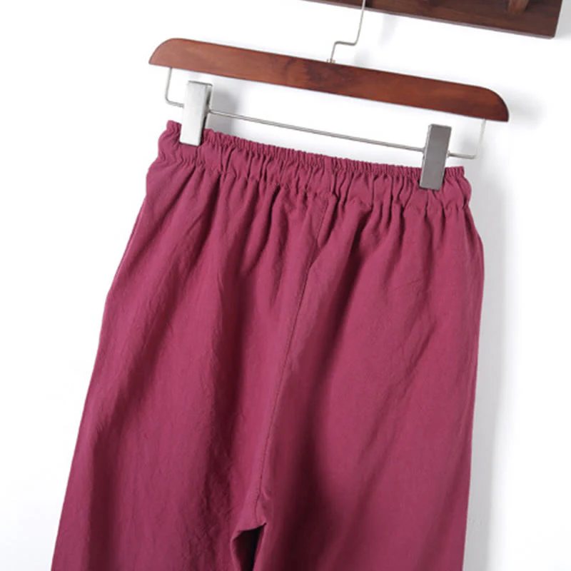 Set di 2 pezzi da uomo in tinta unita con bottoni a rana, camicia a maniche lunghe in cotone e pantaloni con tasche, Buddha Stones - Image 38