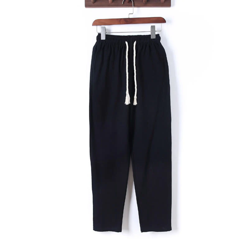 Set di 2 pezzi da uomo in tinta unita con bottoni a rana, camicia a maniche lunghe in cotone e pantaloni con tasche, Buddha Stones - Image 6