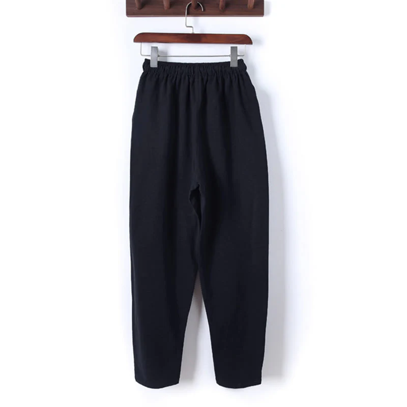 Set di 2 pezzi da uomo in tinta unita con bottoni a rana, camicia a maniche lunghe in cotone e pantaloni con tasche, Buddha Stones - Image 7