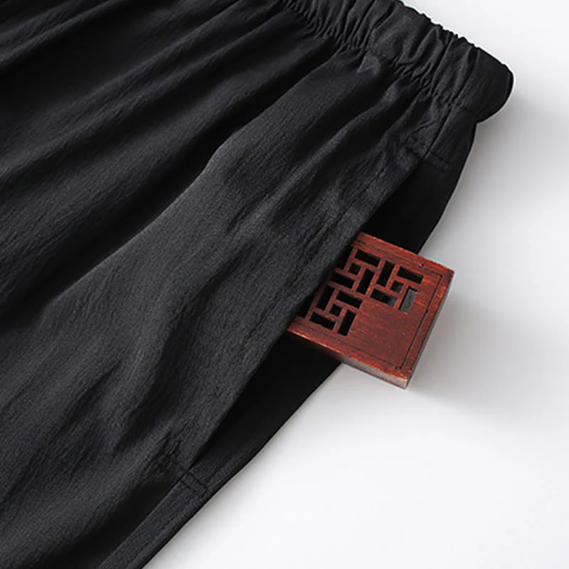 Set di 2 pezzi di abiti tradizionali da uomo con bottoni a rana, camicia a maniche lunghe e pantaloni, in Buddha Stones - Image 13