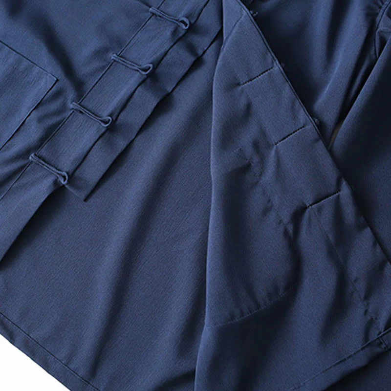 Set di 2 pezzi di abiti tradizionali da uomo con bottoni a rana, camicia a maniche lunghe e pantaloni, in Buddha Stones - Image 5