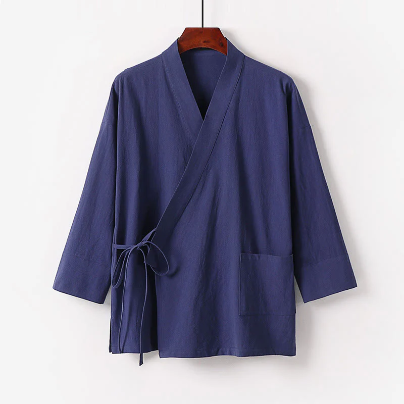 Set di 2 pezzi di kimono in cotone con lacci, pantaloni larghi alla caviglia e tasche, da meditazione per uomo, Buddha Stones - Image 11