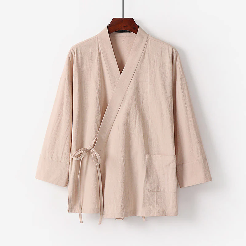 Set di 2 pezzi di kimono in cotone con lacci, pantaloni larghi alla caviglia e tasche, da meditazione per uomo, Buddha Stones - Image 15