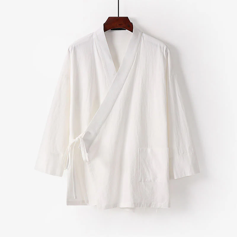 Set di 2 pezzi di kimono in cotone con lacci, pantaloni larghi alla caviglia e tasche, da meditazione per uomo, Buddha Stones - Image 21