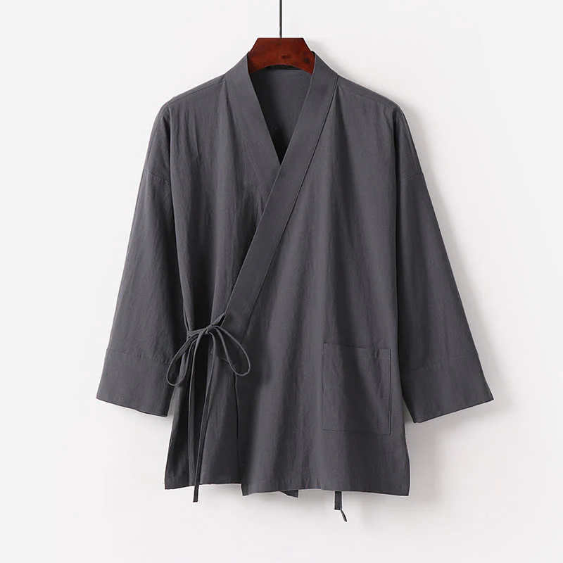 Set di 2 pezzi di kimono in cotone con lacci, pantaloni larghi alla caviglia e tasche, da meditazione per uomo, Buddha Stones - Image 3
