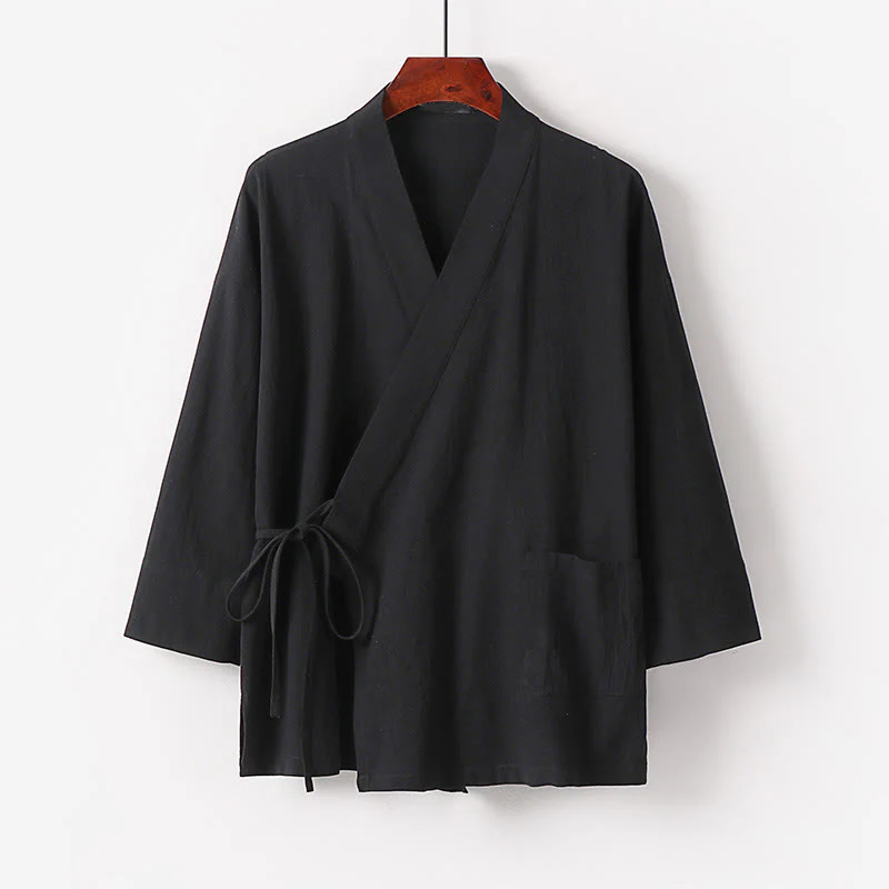 Set di 2 pezzi di kimono in cotone con lacci, pantaloni larghi alla caviglia e tasche, da meditazione per uomo, Buddha Stones - Image 7