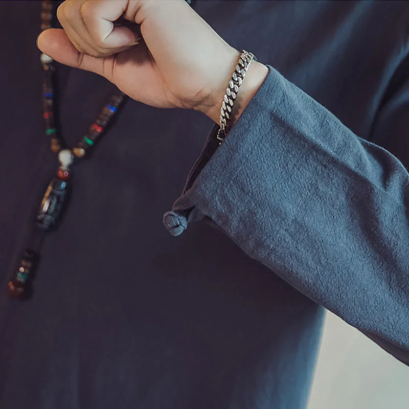 Set di 2 pezzi di stoffa per meditazione da uomo, con camicia in cotone e pantaloni alla caviglia con tasche, motivo Buddha Stones - Image 46
