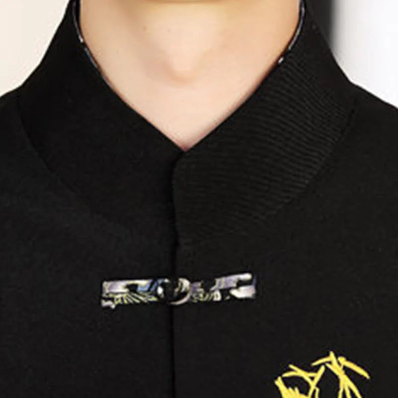 Set di abbigliamento da uomo con camicia a maniche lunghe e pantaloni, in bambù, con bottoni a rana, 2 pezzi, motivo : Buddha Stones - Image 5
