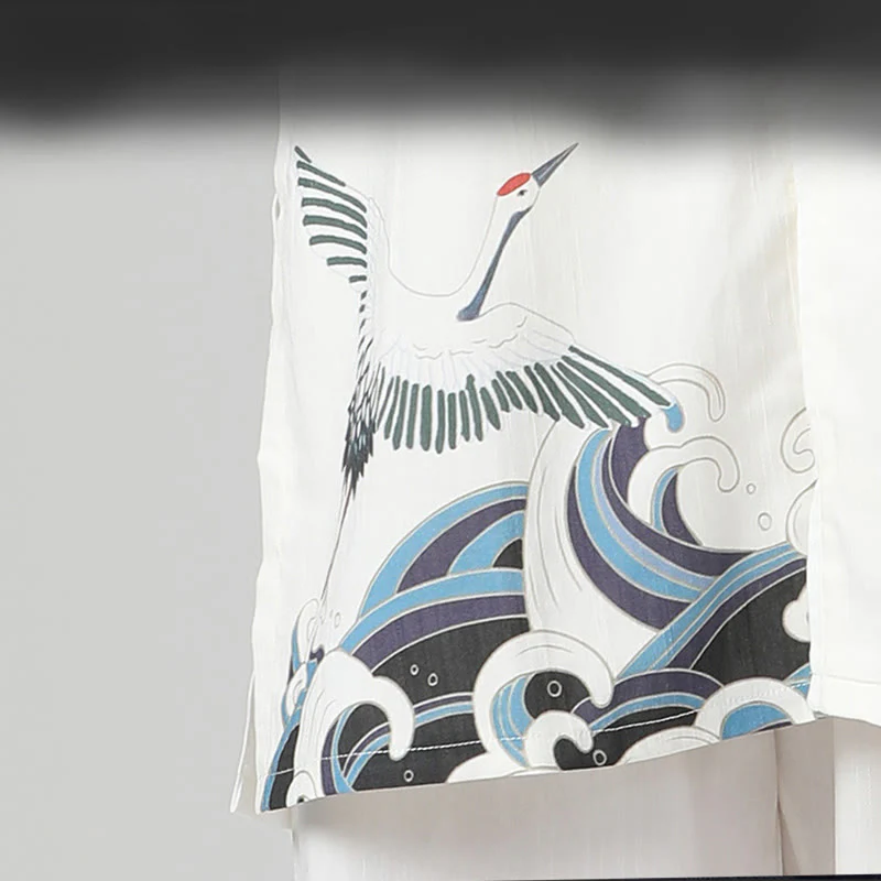 Set di abbigliamento per la pratica Buddha Stones White Crane Sea Cotton Linen Meditazione Preghiera Spirituale Zen Tai Chi Qigong - Image 13