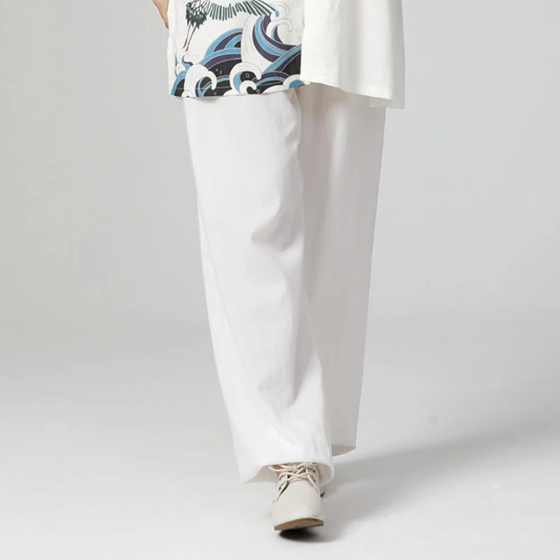 Set di abbigliamento per la pratica Buddha Stones White Crane Sea Cotton Linen Meditazione Preghiera Spirituale Zen Tai Chi Qigong - Image 15