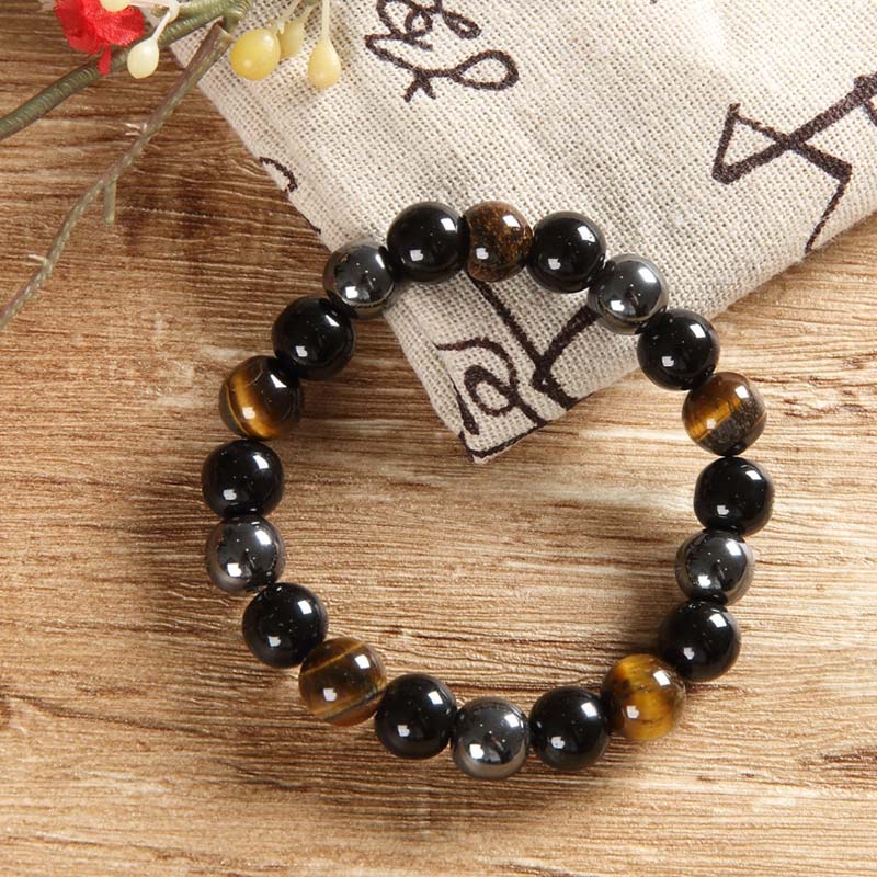 Set di bracciali e collane con occhio di tigre tibetano Buddha Stones - Image 5