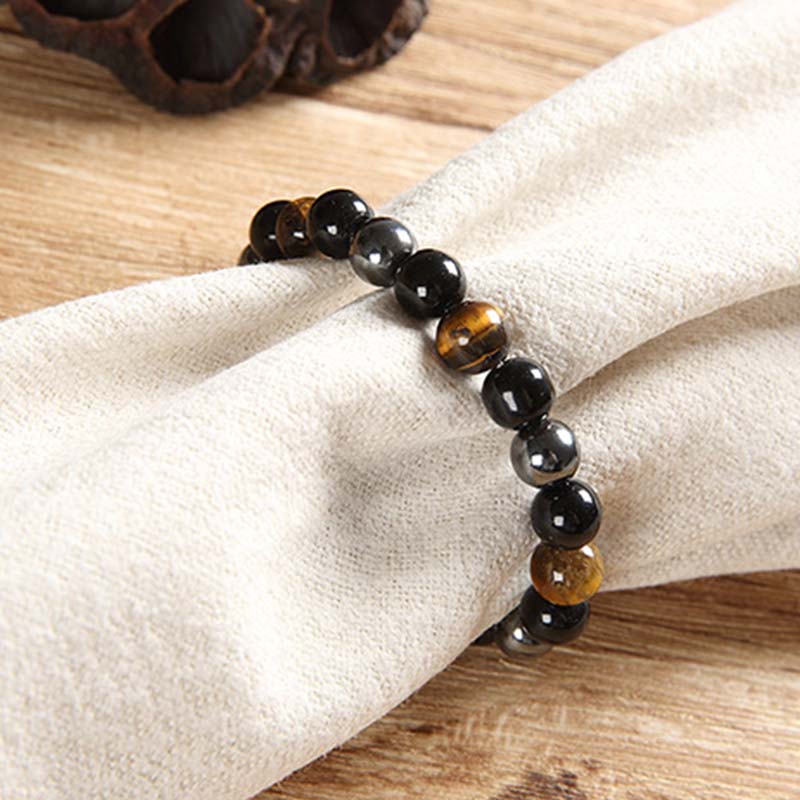Set di bracciali e collane con occhio di tigre tibetano Buddha Stones - Image 7