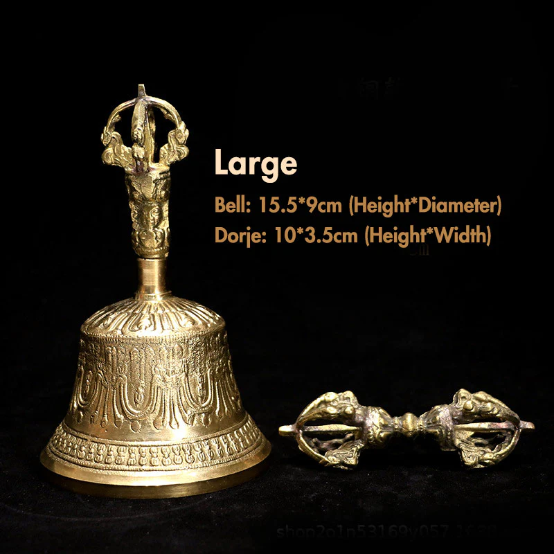 Set di campane per meditazione tibetane Buddha Stones e decorazioni in rame Vajra Dorje - Image 16