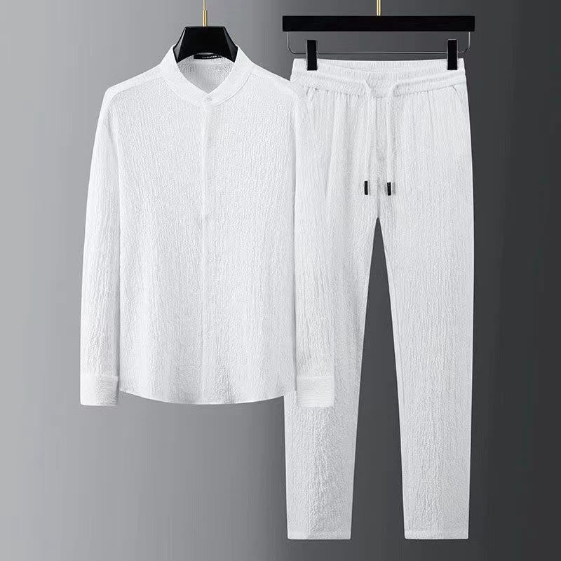 Set di pantaloni a maniche lunghe in tinta unita Buddha Stones , abbigliamento da uomo - Image 5