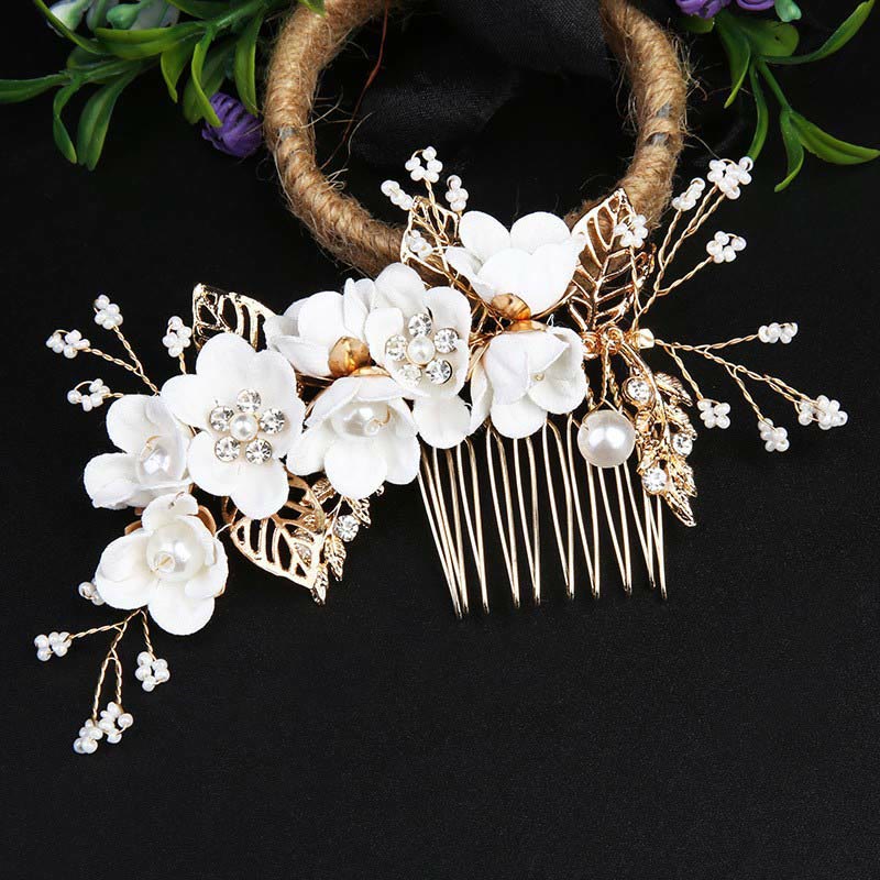 Set di pettini per capelli con forcina e fiore in foglia d'oro fatti a mano, 4 pezzi, Buddha Stones - Image 13